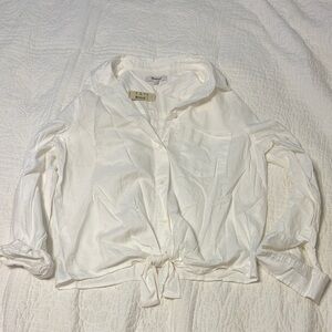 Madewell White Button-Down Shirt with Front Tie